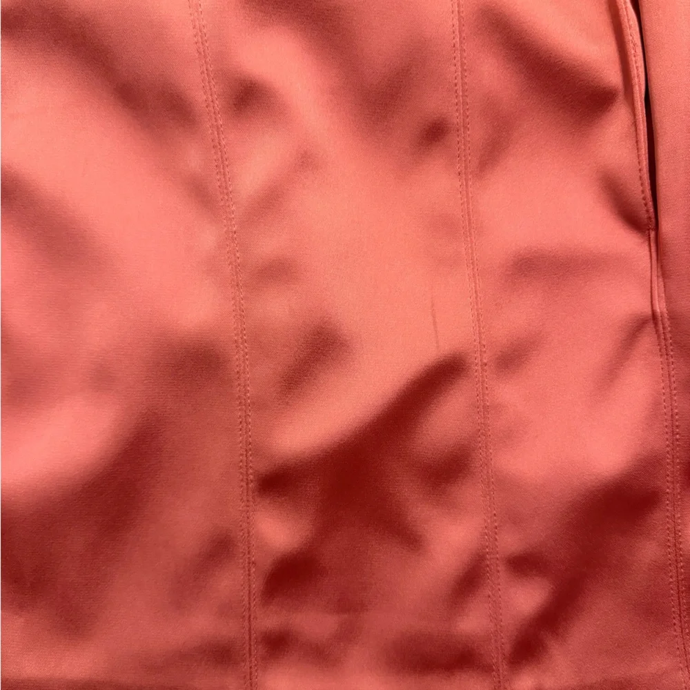 NWT By Anthropologie Sleeveless Plunge Satin Mini Dress Pink Size 14 - Picture 8 of 9